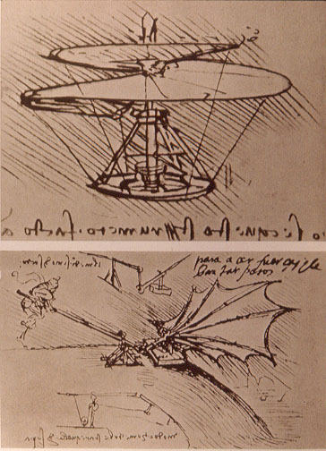 Fichier:Léonard de Vinci hélicoptère et aile volante.jpg