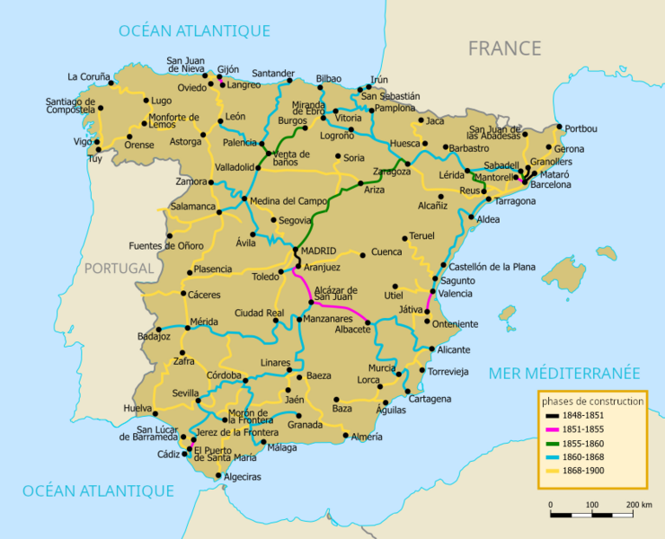 Fichier:Le réseau ferré en Espagne au 19e siècle.png
