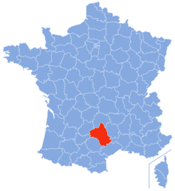 Localisation de l'Aveyron en France.