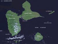Vue satellite de l'archipel de la Guadeloupe.