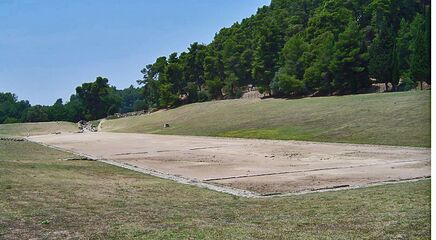 Le stade antique d'Olympie, qui était destiné aux courses à pied.