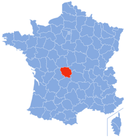 Localisation de la Creuse en France.
