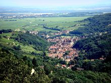 Le village d'Andlau et la plaine d'Alsace dans le Bas-Rhin