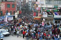 Une rue à Katmandou au Népal