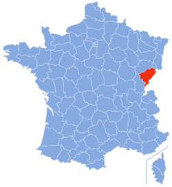 Localisation du Doubs en France.