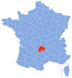 Localisation du Cantal en France.