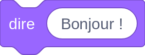 Bloc "dire bonjour" en Scratch
