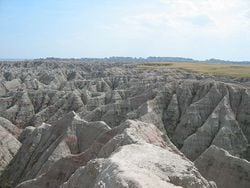 Badlands en Dakota du Sud. Photographie prise en juillet.