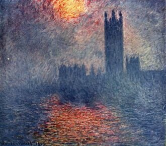 Le Parlement de Londres au soleil couchant, 1904.