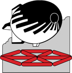 Logo du Radeau des Cimes. On peut voir l'AS300 transportant le Radeau des Cimes.