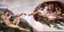 La Création d'Adam, 1508-1512, plafond de la chapelle Sixtine, Vatican.