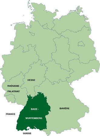 Le Land de Bade-Wurtemberg en Allemagne.
