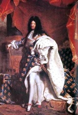 Portrait de Louis XIV en costume de sacre par Hyacinthe Rigaud en 1701.