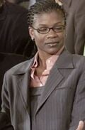 La joueuse Sheryl Swoopes lors de sa visite avec son équipe à la Maison Blanche, en 2001.