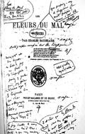 Les Fleurs du mal, édition de 1857, page de frontispice annotée de la main du poète.