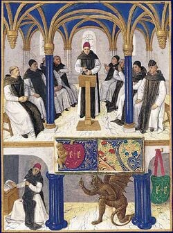 Saint Bernard présidant un chapitre de moines de l'abbaye de Clairvaux