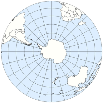 Caete en cercle. Répartition des terres et océans autour de l'Antarctique