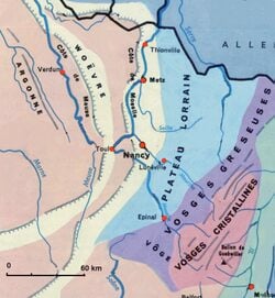 Les régions naturelles de la Lorraine.