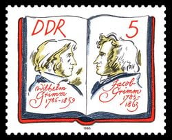 Timbre de RDA, 1985, à l'effigie des frères Grimm.