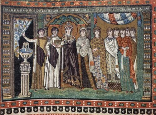 Mosaïque de l'impératrice Théodora, basilique Saint-Vital, Ravenne.