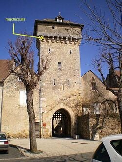 Position des mâchicoulis. Villeneuve (Aveyron)