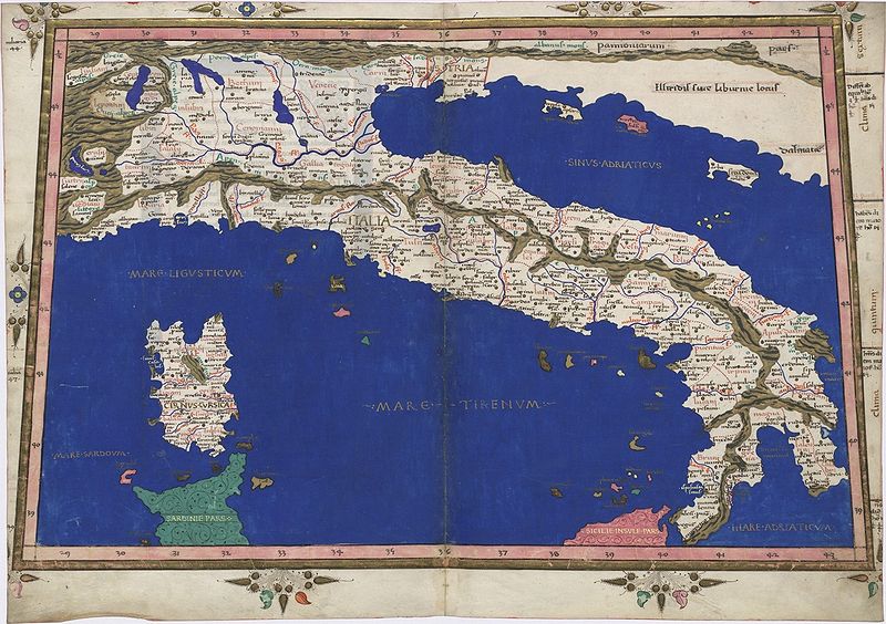 Fichier:Ptolemy Cosmographia 1467 - Italy.jpg