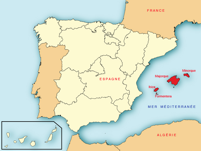 Carte Espagne les baléares