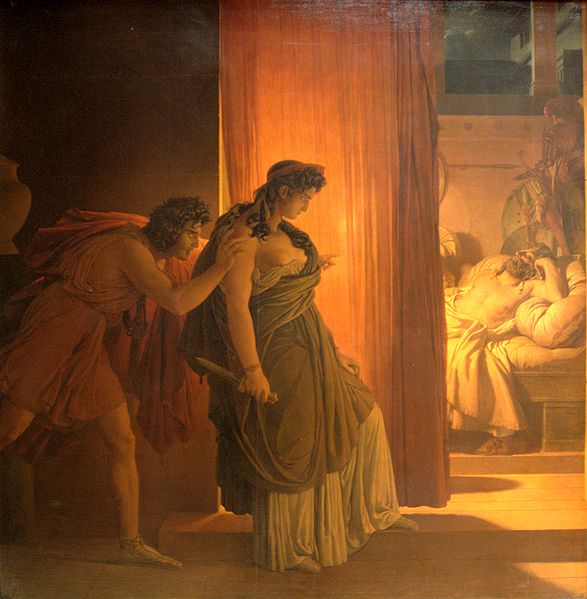Fichier:Guérin - Clytemnestre hésitant avant de frapper Agamemnon endormi - Louvre.jpg