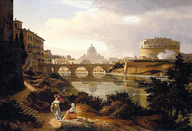 Fichier:Rome, a view of the river Tiber looking south with the Castel Sant.jpg