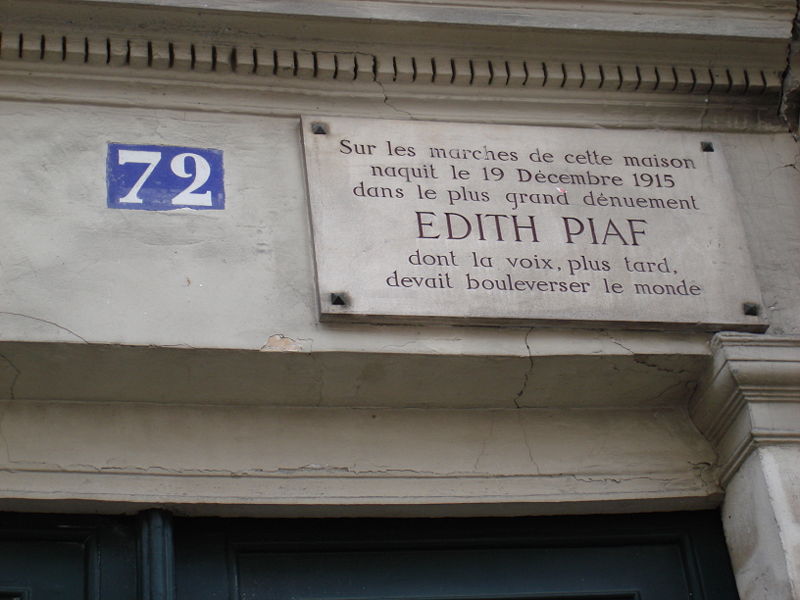 Fichier:Plaque naissance Edith Piaf.jpg