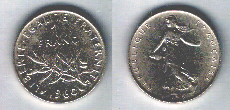Fichier:Pièce d'un nouveau franc en 1960.jpg
