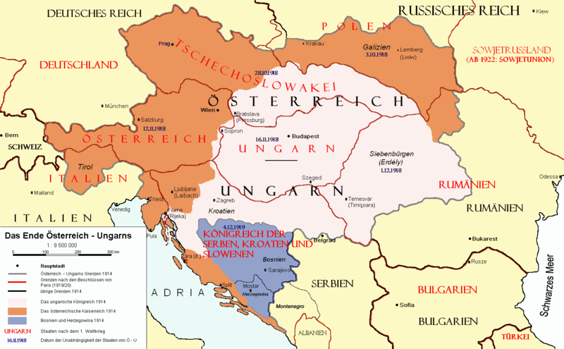 Fichier:Démembrement de l'Autriche-Hongrie en 1919.png