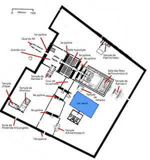 Image représentant le plan du complexe des temples de Karnak