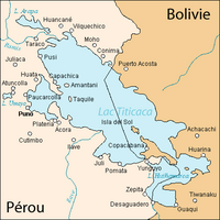 Carte du lac avec les îles et la division Pérou/Bolivie