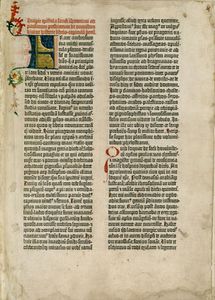 Une page de la Bible de Gutenberg, 1455.
