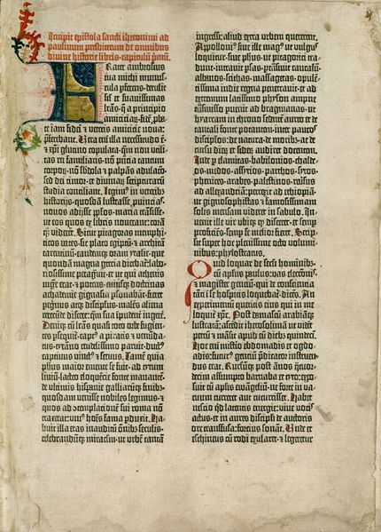Fichier:Gutenberg bible Old Testament Epistle of St Jerome.jpg