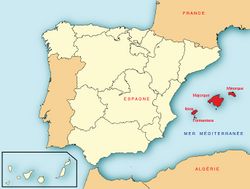 carte de localisatio ; poisition des îles en mer Méditerranée occidentale