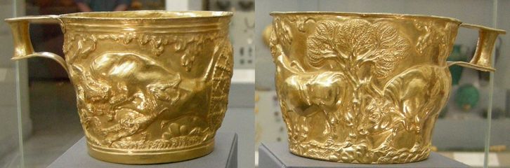 Gobelets en or de Vaphio, début du XVe siècle av. J-C.