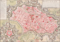 Carte du Vieux-Lille avec la Citadelle Vauban, reconnaissable en bas à gauche grâce à sa forme d'étoile.
