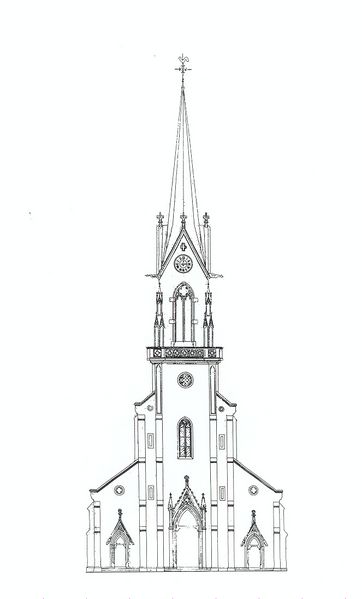 Fichier:Façade principale de l'église dessin de l'architecte.jpg