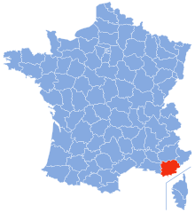 Situation du département du Var (rouge) en France (bleu)