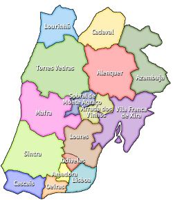 Carte des municipalités du district