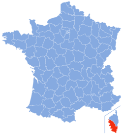 Localisation de la Corse-du-Sud en France