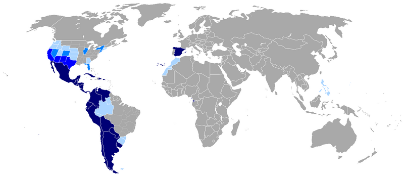 Fichier:Map-Hispanophone World.png