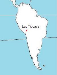 Carte de localisation. Lac Tititca à l'ouest de l'Amé&rique du Sud