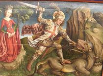 Saint Georges tuant le dragon. Peinture gothique.
