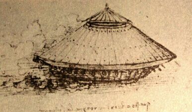 Projet de char d'assaut : dessin de Léonard de Vinci, avant 1519.