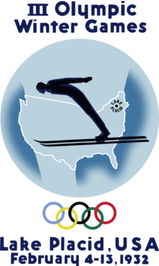 Affiche de la IIIe édition des Jeux olympiques d'hiver.