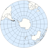 Caete en cercle. Répartition des terres et océans autour de l'Antarctique
