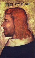 Portrait réel, en 1349, du roi Jean II le Bon. C'est le premier portrait réel d'un roi de France. Peinture a tempera sur bois.